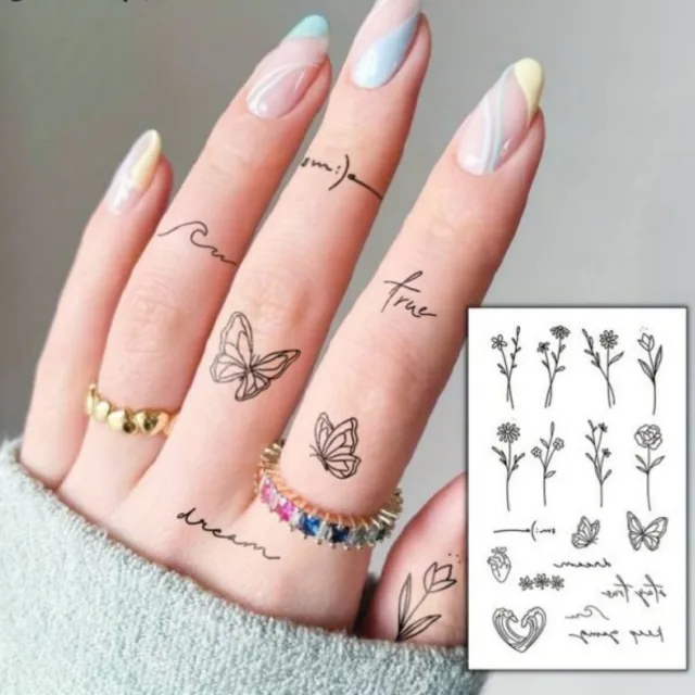 Komplet 4 tatujev z rožami in metulji